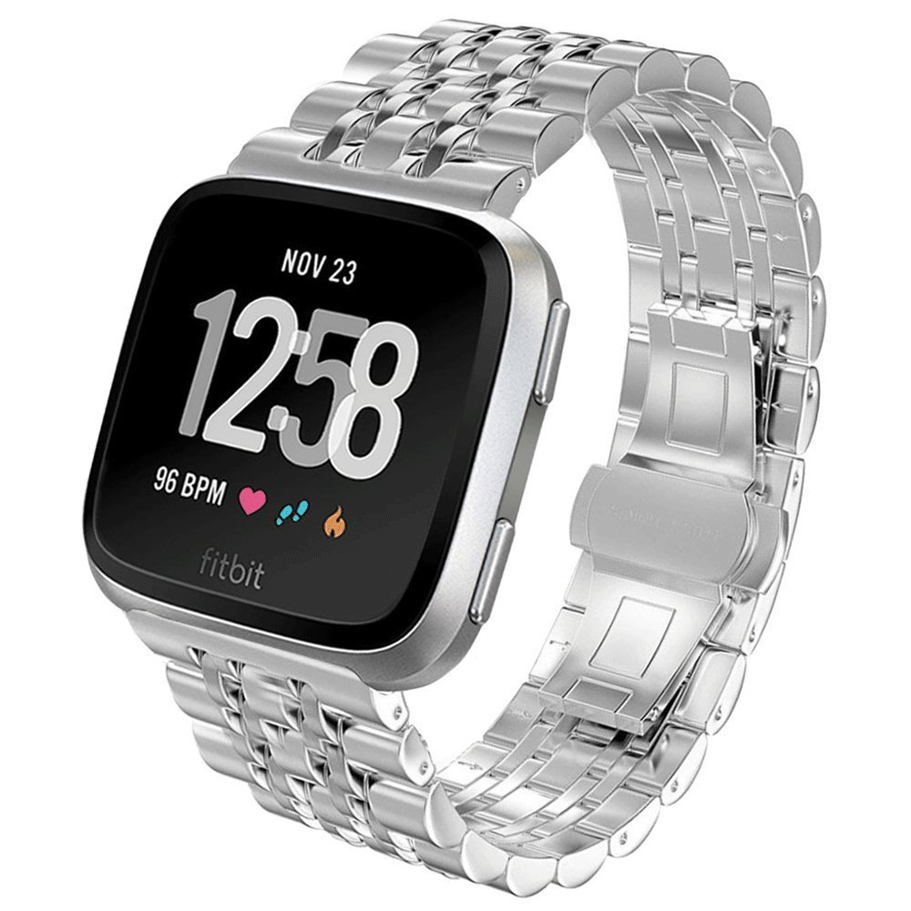 fitbit versa silver with white band